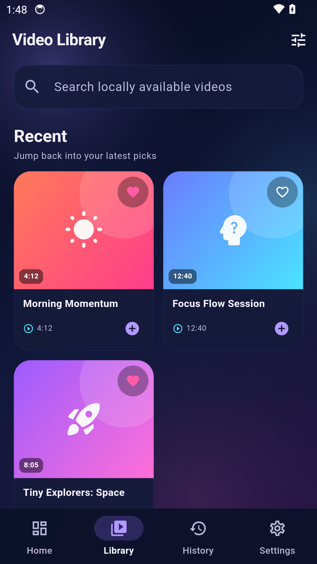 ClipChrono local video library screen