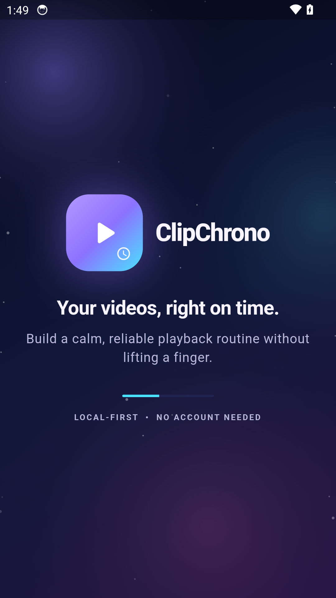 ClipChrono welcome screen